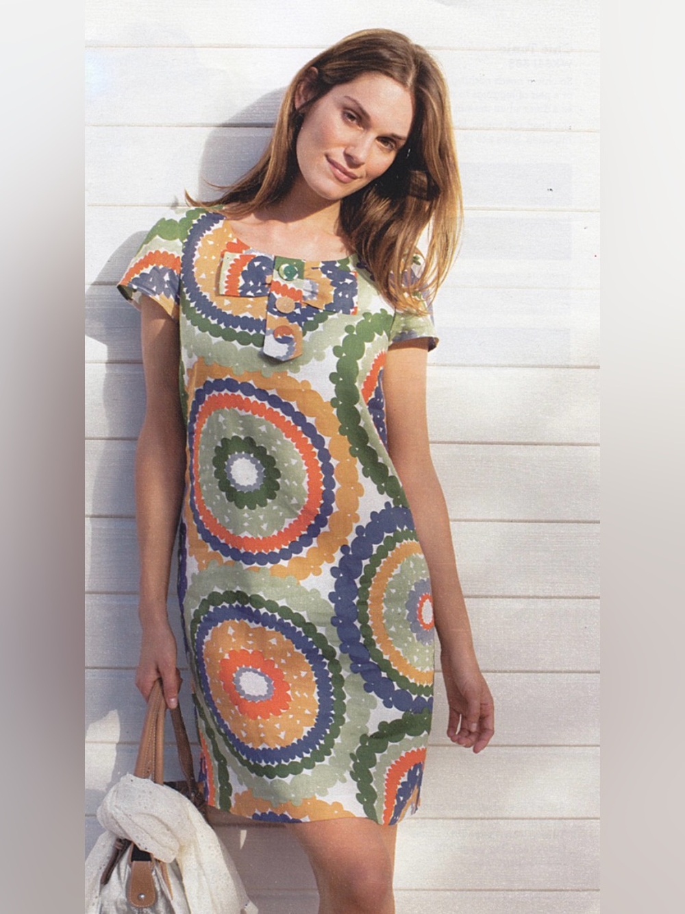 Boden Linen Geometric Bold Dress Size 10 Long